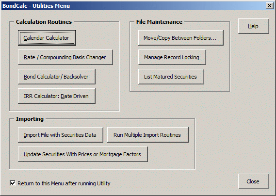 utilities menu